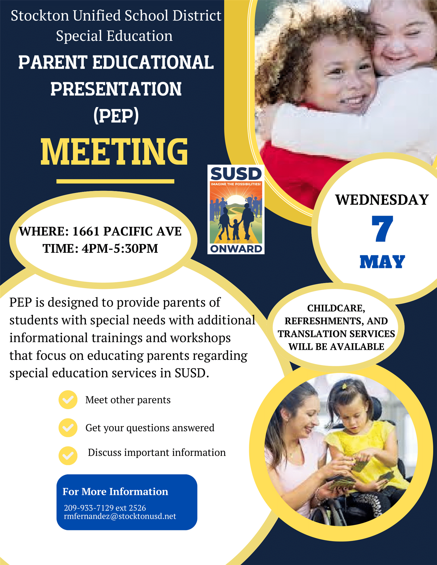  Mark your calendar for our SUSD PEP meeting Wednesday May 7th!